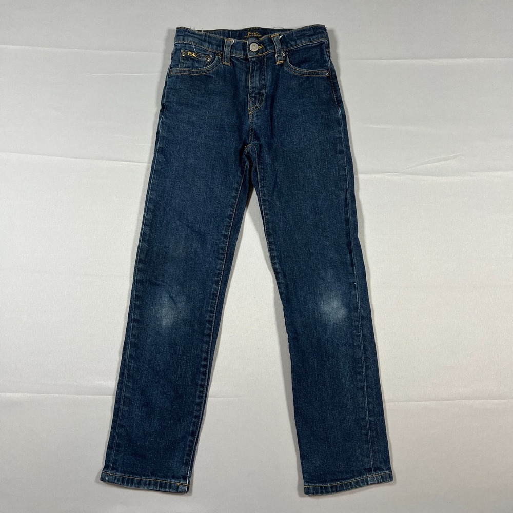 Polo Ralph Lauren The Hampton Straight Jeans Kids 7 Blue Cotton Stretch Zip Fly